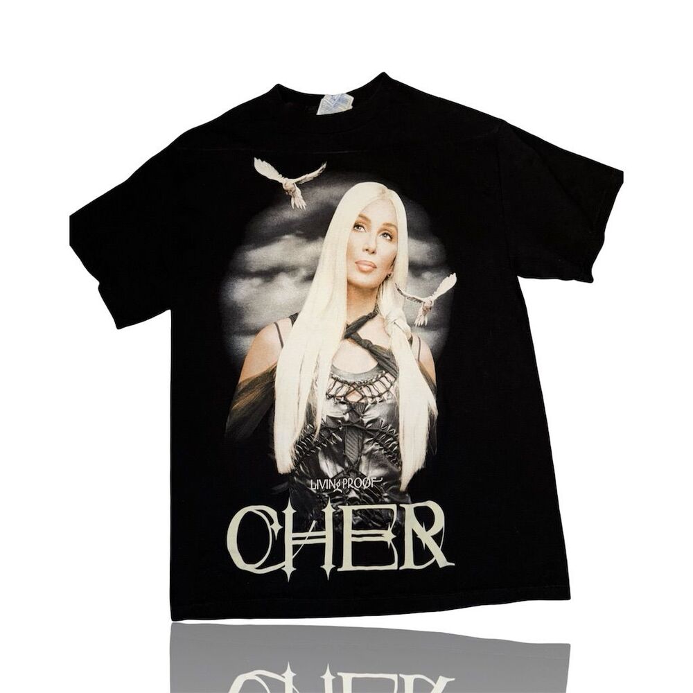Vintage Cher Farewell Tour 2002 Black Graphic T-Shirt Size M Unisex